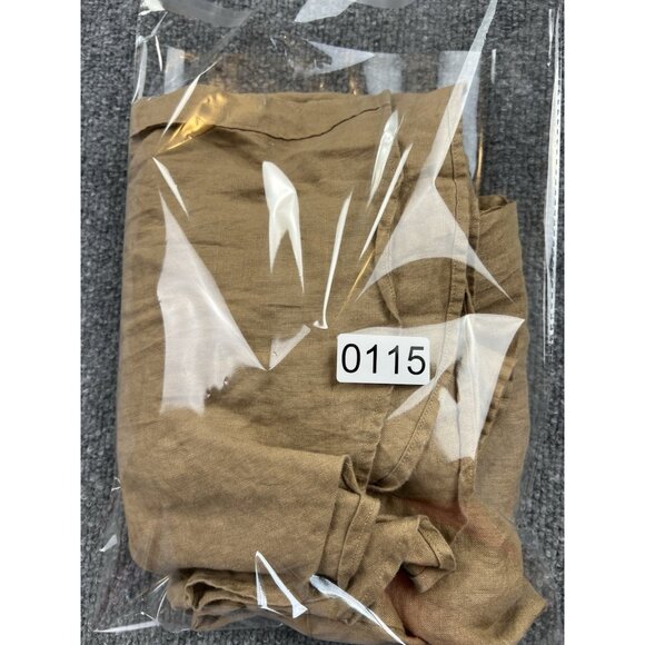 Lauren Ralph Lauren Linen Shirt Womens XL Tan Button Up Short Sleeve Tunic NWT - Picture 8 of 9